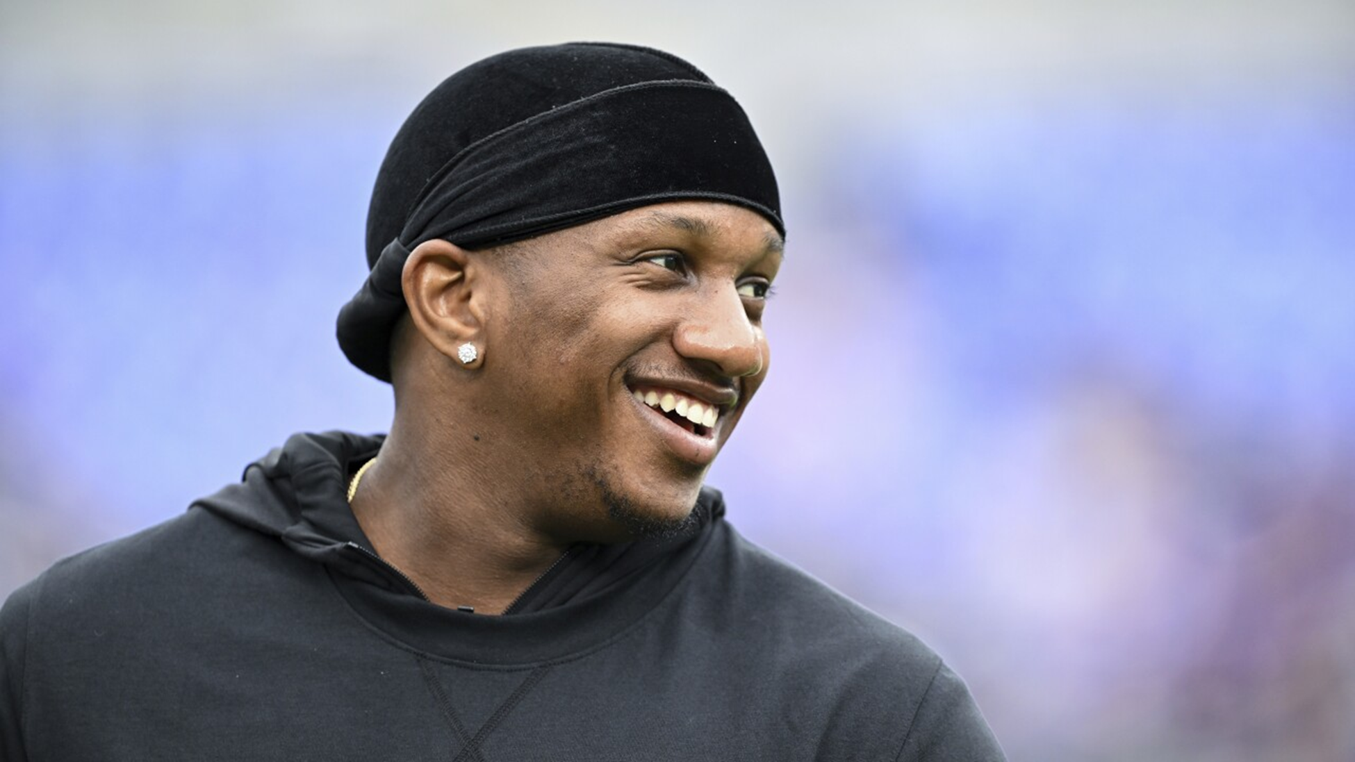 Atlanta Falcons quarterback Michael Penix Jr. looks on during pre-game warm-ups before an preseason NFL football game.